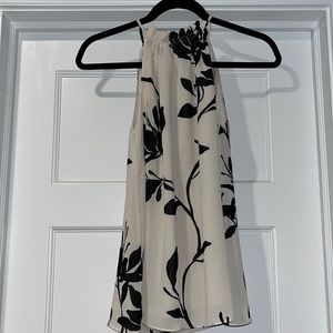 H&M halter blouse, cream and black floral, NWT, size XS